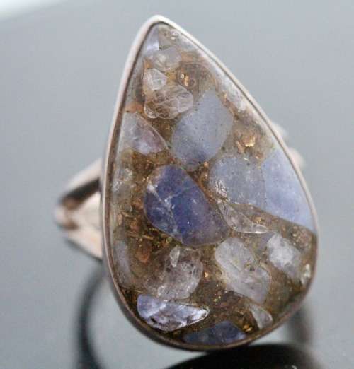 NATURAL EARTH MINED COPPER TANZANITE RING. HANDMADE SOLID STERLING SILVER