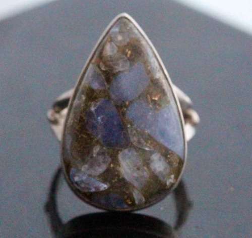 NATURAL EARTH MINED COPPER TANZANITE RING. HANDMADE SOLID STERLING SILVER