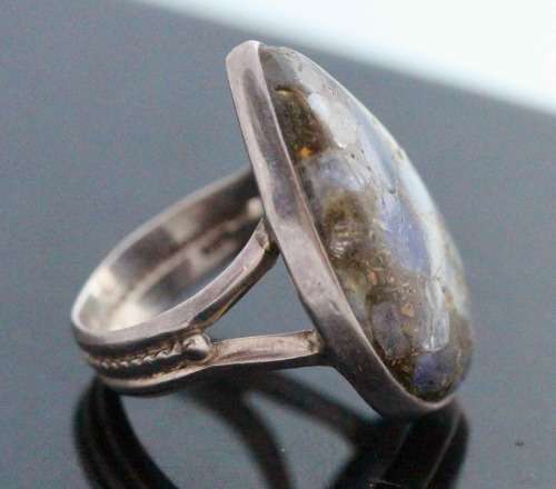 NATURAL EARTH MINED COPPER TANZANITE RING. HANDMADE SOLID STERLING SILVER