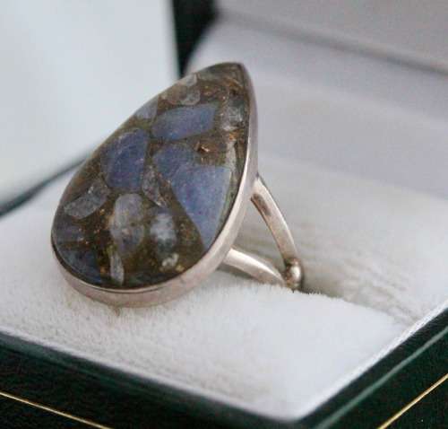 NATURAL EARTH MINED COPPER TANZANITE RING. HANDMADE SOLID STERLING SILVER