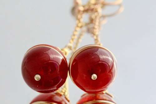 ENGLISH VINTAGE EARLY 20th CENTURY CARNELIAN 9CT YELLOW GOLD DROP & DANGLE EARRINGS RARE COLLECTABLE