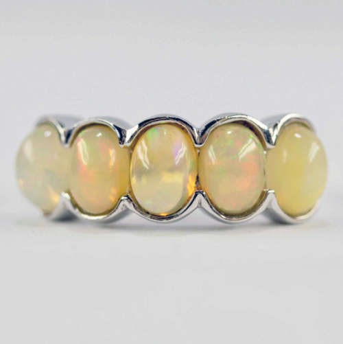 CONTEMPORARY FULL FLASH UN HEATED NATURAL FIRE OPAL STERLING SILVER RING. 925