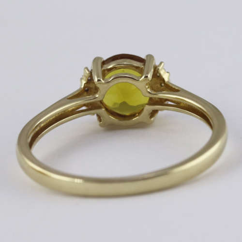 NATURAL GOLDEN QUARTZ 10K YELLOW GOLD RING WITH BRILLIANT CUT DIAMONDS JEWELLER CERT R15'000 incl
