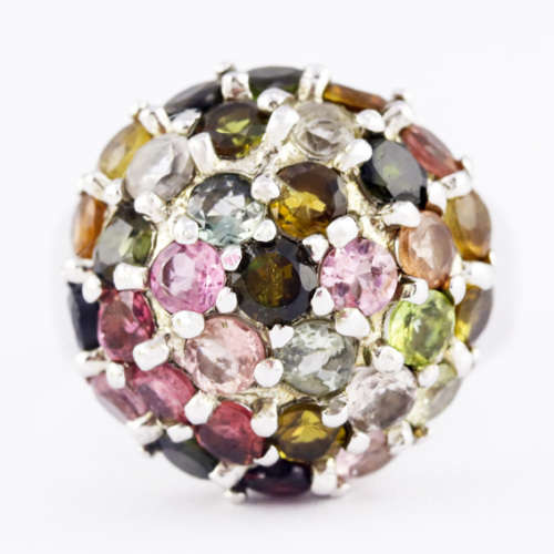 EYE-CATCHING HEAVY NATURAL TOURMALINE GEMSTONE SOLID STERLING SILVER RING. 925. BIG AND BOLD!