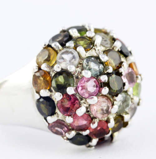 EYE-CATCHING HEAVY NATURAL TOURMALINE GEMSTONE SOLID STERLING SILVER RING. 925. BIG AND BOLD!