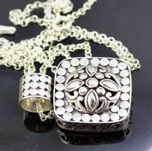 HANDCRAFTED INTRICATE CLASSIC FOLKLORE JAWANBUN 3D DESIGN STERLING SILVER PENDANT ON STERLING CHAIN