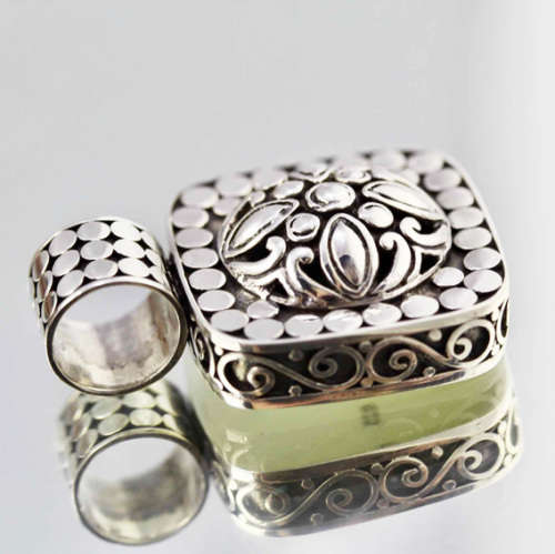 HANDCRAFTED INTRICATE CLASSIC FOLKLORE JAWANBUN 3D DESIGN STERLING SILVER PENDANT ON STERLING CHAIN
