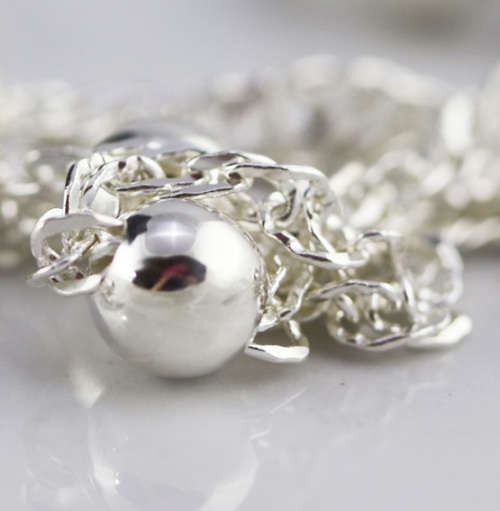 SPIGA LINK ITALIAN STERLING SILVER 925 CHAIN WITH SMALL, DECORATIVE BALLS. 546mm LONG