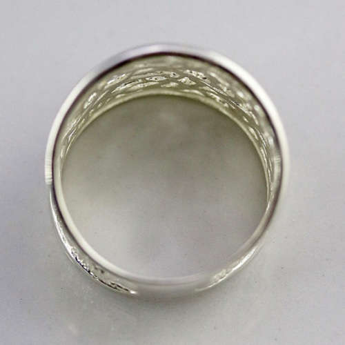 BROADBAND SOLID STERLING SILVER BROAD BAND FILLIGREE RING. 925