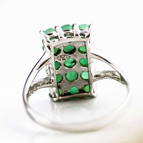 CONTEMPORARY GEOMETRIC NATURAL UNHEATED EMERALD GEMSTONE STERLING SILVER RING. 925