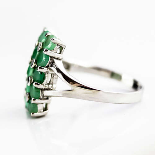 CONTEMPORARY GEOMETRIC NATURAL UNHEATED EMERALD GEMSTONE STERLING SILVER RING. 925