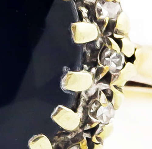 VINTAGE 9CT YELLOW GOLD RING - DARK BLUE SAPPHIRE WITH DIAMONDS JEWELLER EVALUATION R7`000
