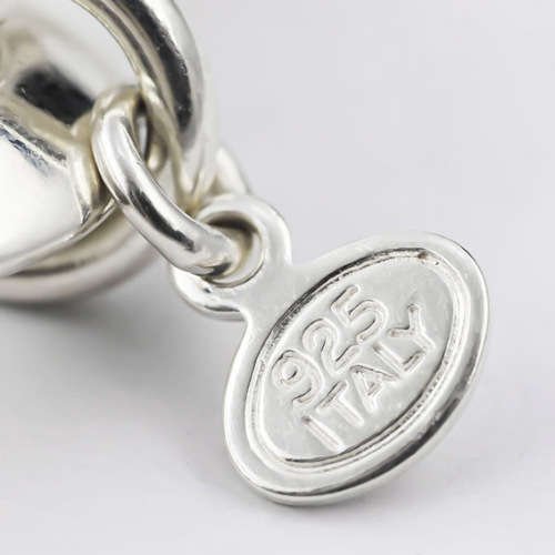 LARGE ELONGATED LOOP LINK ITALIAN SOLID STERLING SILVER BRACELET WITH LARGE CLASP. 925. ITALY