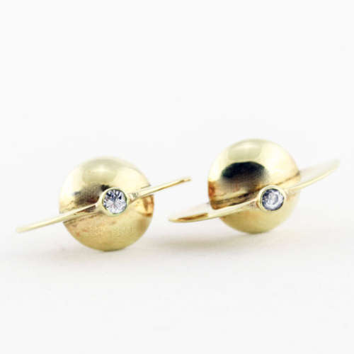 VINTAGE ART DECO FAN-SHAPED 8CT (333) YELLOW GOLD STUD EARRINGS