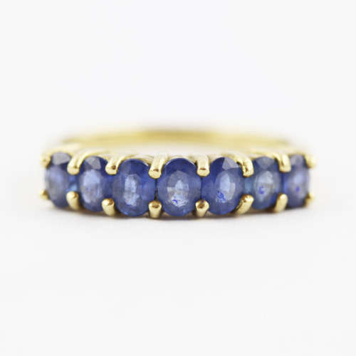 ENGLISH VINTAGE 2,1 ct SAPPHIRE YELLOW 9k GOLD HALF ETERNITY RING *JEWELLER EVALUATION R25`000*
