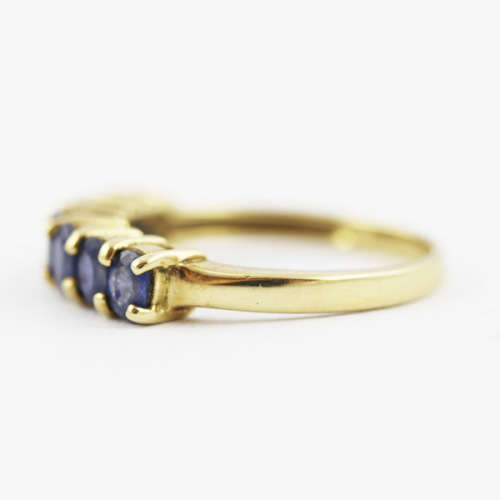 ENGLISH VINTAGE 2,1 ct SAPPHIRE YELLOW 9k GOLD HALF ETERNITY RING *JEWELLER EVALUATION R25`000*