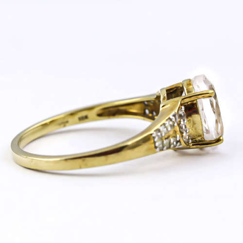 BEAUTIFUL VINTAGE KUNZITE SPODUMENE SOLITAIRE 10CT YELLOW GOLD RING SPODUMENE ACCENTS
