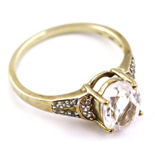 BEAUTIFUL VINTAGE KUNZITE SPODUMENE SOLITAIRE 10CT YELLOW GOLD RING SPODUMENE ACCENTS
