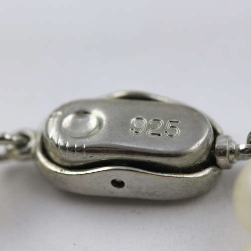 doubleW EXQUISITE HAND-KNOTTED NATURAL PEARL 82cm NECKLACE. HANDCRAFTED STERLING SILVER BEAD DETAIL
