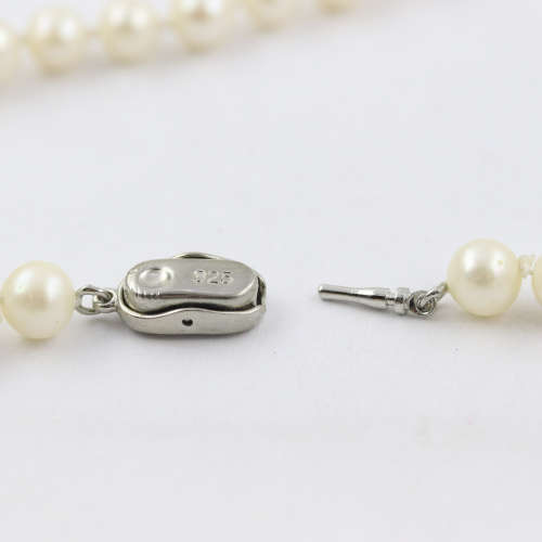 doubleW EXQUISITE HAND-KNOTTED NATURAL PEARL 82cm NECKLACE. HANDCRAFTED STERLING SILVER BEAD DETAIL