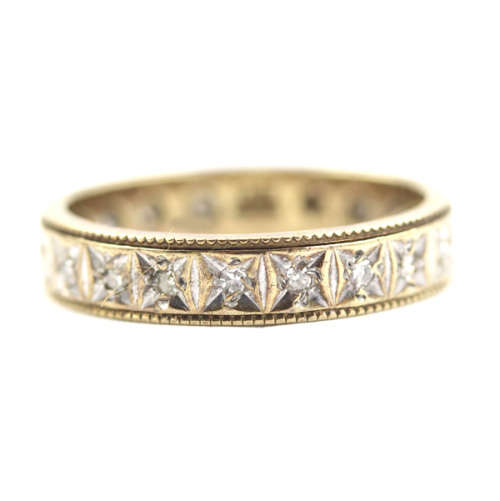 ENGLISH `MILLENIUM` RING DIAMOND FULL ETERNITY 9CT YELLOW GOLD *JEWELLER`S EVALUATION R17`500*