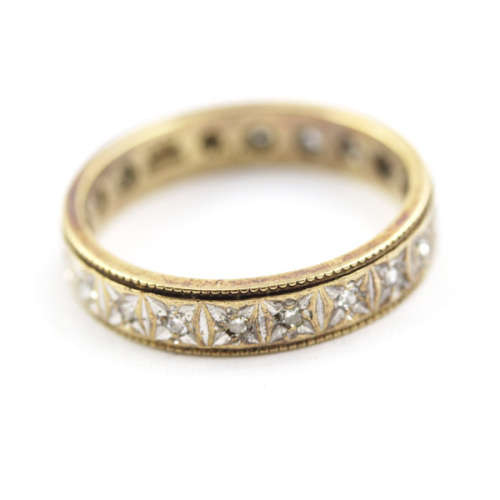 ENGLISH `MILLENIUM` RING DIAMOND FULL ETERNITY 9CT YELLOW GOLD *JEWELLER`S EVALUATION R17`500*