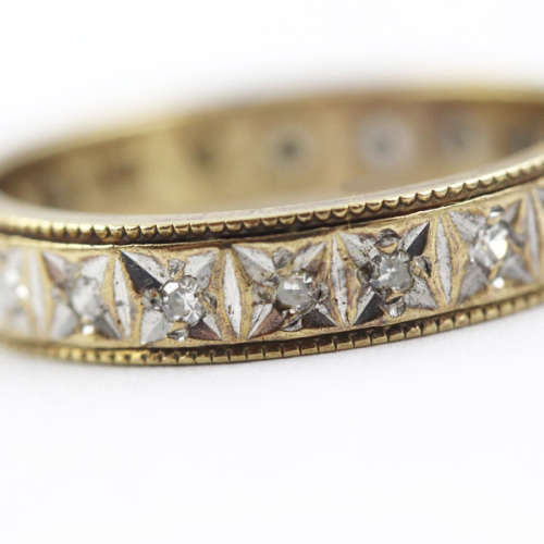 ENGLISH `MILLENIUM` RING DIAMOND FULL ETERNITY 9CT YELLOW GOLD *JEWELLER`S EVALUATION R17`500*