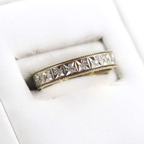 ENGLISH `MILLENIUM` RING DIAMOND FULL ETERNITY 9CT YELLOW GOLD *JEWELLER`S EVALUATION R17`500*