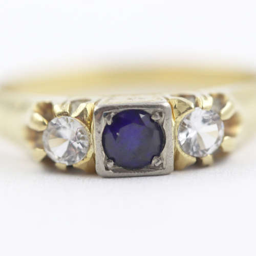 VINTAGE SAPPHIRE AND TOPAZ 14CT YELLOW GOLD RING. 585. * JEWELLER`S EVALUATION R15`000 *