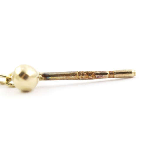 LONG VINTAGE FEATHER DESIGN DROP and DANGLE 9CT YELLOW GOLD EARRINGS. WELL-HALLMARKED. 375