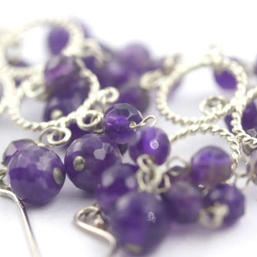 FABULOUS LONG NATURAL AMETHYST CHANDELIER STERLING SILVER DROP AND DANGLE EARRINGS. 925