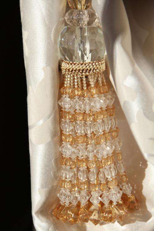 CURTAIN TIE-BACKS 1 PAIR - JEWELLED BEADS & BRAID!!! Heavy! See more photos below!