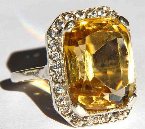 QUALITY LARGE NATURAL CITRINE RING with 20 white topaz (7,7 grams!) EXCLUSIVELY CREATED IN CAPE TOWN