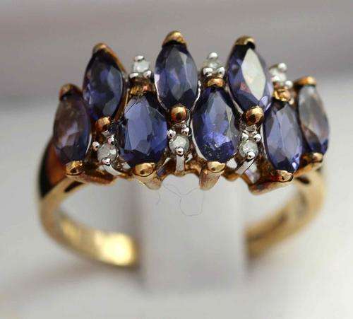 GORGEOUS LARGE AMETHYST (0,72ct) AND DIAMOND GOLD RING FROM ENGLAND