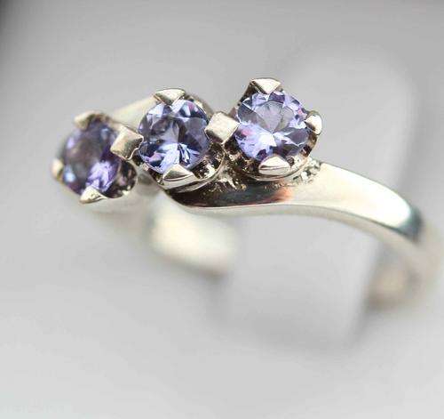 NATURAL TANZANITE GEMSTONE TRILOGY SET IN STERLING SILVER