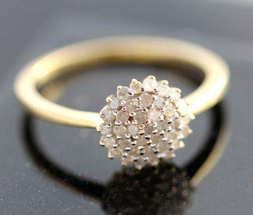 CLASSIC DIAMOND CLUSTER RING! JEWELLER CERTIFICATE *{R7'046}* 0,35 CARATS! SHEFFIELD ENGLAND ASSAY