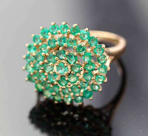 HUGE & GORGEOUS REAL EMERALD CLUSTER RING! 1,20 ct *JEWELLER CERTIFICATE R9'731* BIRMINGHAM ASSAY
