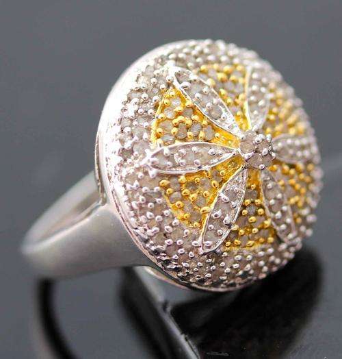 HUGE 1,50 carat DIAMOND CLUSTER STERLING SILVER RING! *{JEWELLER CERTIFICATE R4'784}* 9,4 grams!