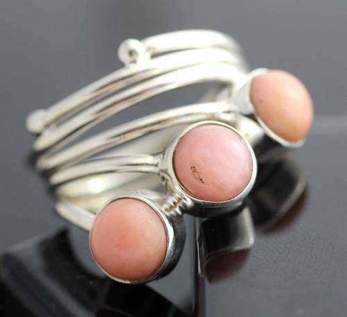 PINK OPAL RING. STERLING SILVER. HANDCRAFTED UNUSUAL DESIGN!