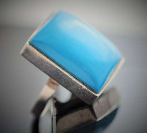 HUGE VINTAGE TURQUOISE GEMSTONE STERLING SILVER RING
