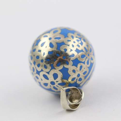 `ANGEL CALLER` TURQUOISE HARMONY BALL PENDANT HANDWORKED STERLING SILVER INLAY. WIDE STERLING BALE