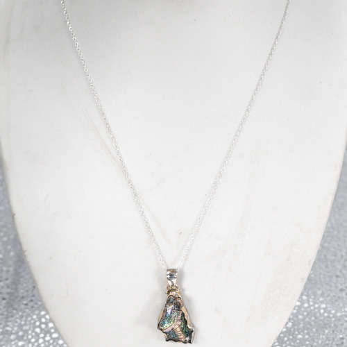 NATURAL FASCINATING BISMUTH SET IN STERLING SILVER PENDANT ON STERLING CHAIN