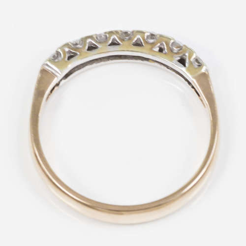 DIAMOND 9CT YELLOW GOLD RING. 7 x BRILLIANT CUT DIAMONDS. *JEWELLER CERTIFICATE R20`000*