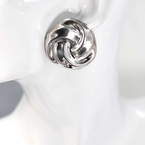 STERLING SILVER LARGE 3,8cm DIAMETER KNOT DESIGN STUD EARRINGS. 925