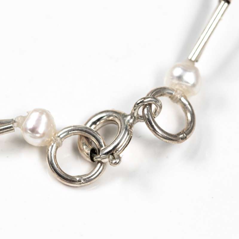 NATURAL PEARL STERLING SILVER DOUBLE STRAND "LIQUID SILVER" NECKLACE