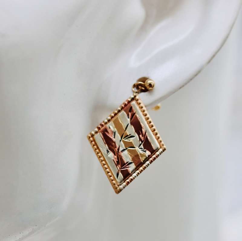 VINTAGE TRI-COLOUR GOLD-GILD STERLING SILVER DROP & DANGLE EARRINGS. 925