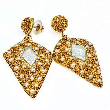 FUN AND FABULOUS, A MIX OF NATURAL & CREATED.... NATURAL MOTHER OF PEARL w/CUBIC ZIRCONIA EARRINGS
