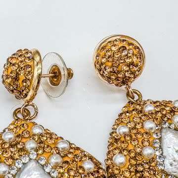 FUN AND FABULOUS, A MIX OF NATURAL & CREATED.... NATURAL MOTHER OF PEARL w/CUBIC ZIRCONIA EARRINGS