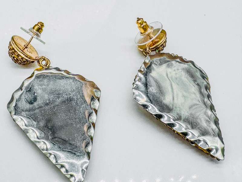 FUN AND FABULOUS, A MIX OF NATURAL & CREATED.... NATURAL MOTHER OF PEARL w/CUBIC ZIRCONIA EARRINGS