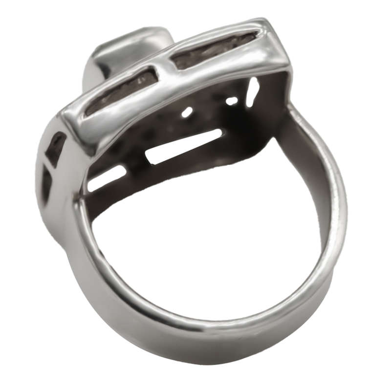 BEAUTIFUL LARGE SOLID STERLING SILVER RING WITH NATURAL PERIDOT & OPENWORK DESIGN